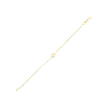 Pulsera de Oro Amarillo de 14k con Estrella de David