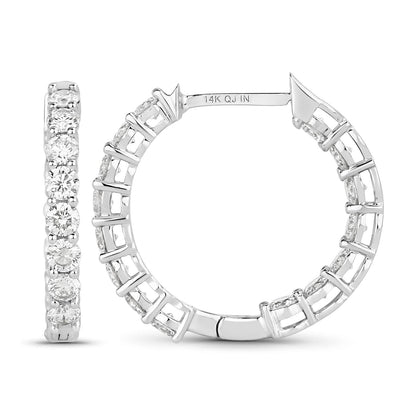 Pendientes de oro blanco de 14K con diamante cultivado en laboratorio genuino de 2.04 quilates