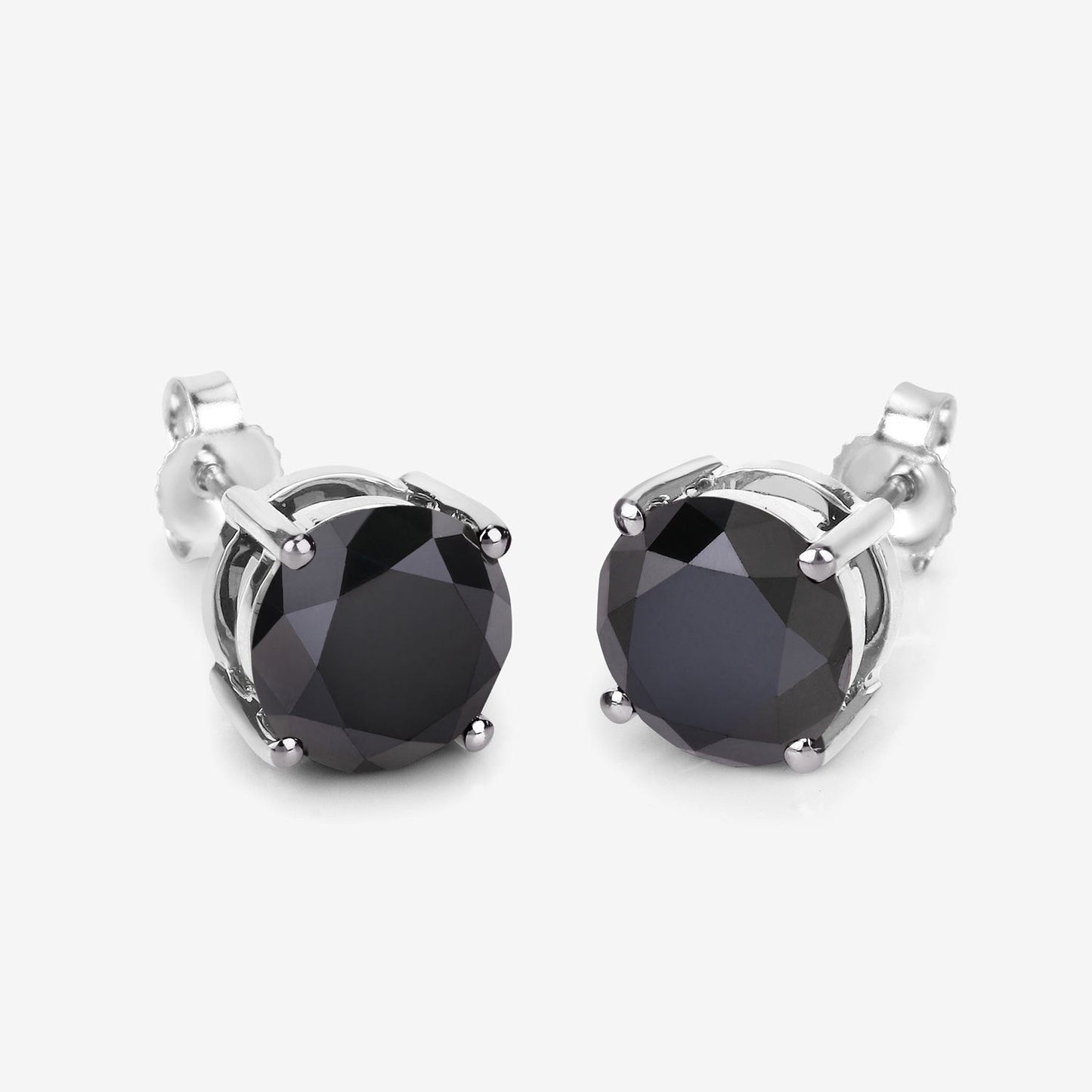 Pendientes de oro blanco de 14 quilates con diamantes negros genuinos de 4,91 quilates