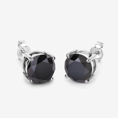 Pendientes de oro blanco de 14 quilates con diamantes negros genuinos de 4,91 quilates