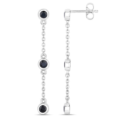 Aretes de zafiro azul genuino de 0,66 quilates de plata de ley .925
