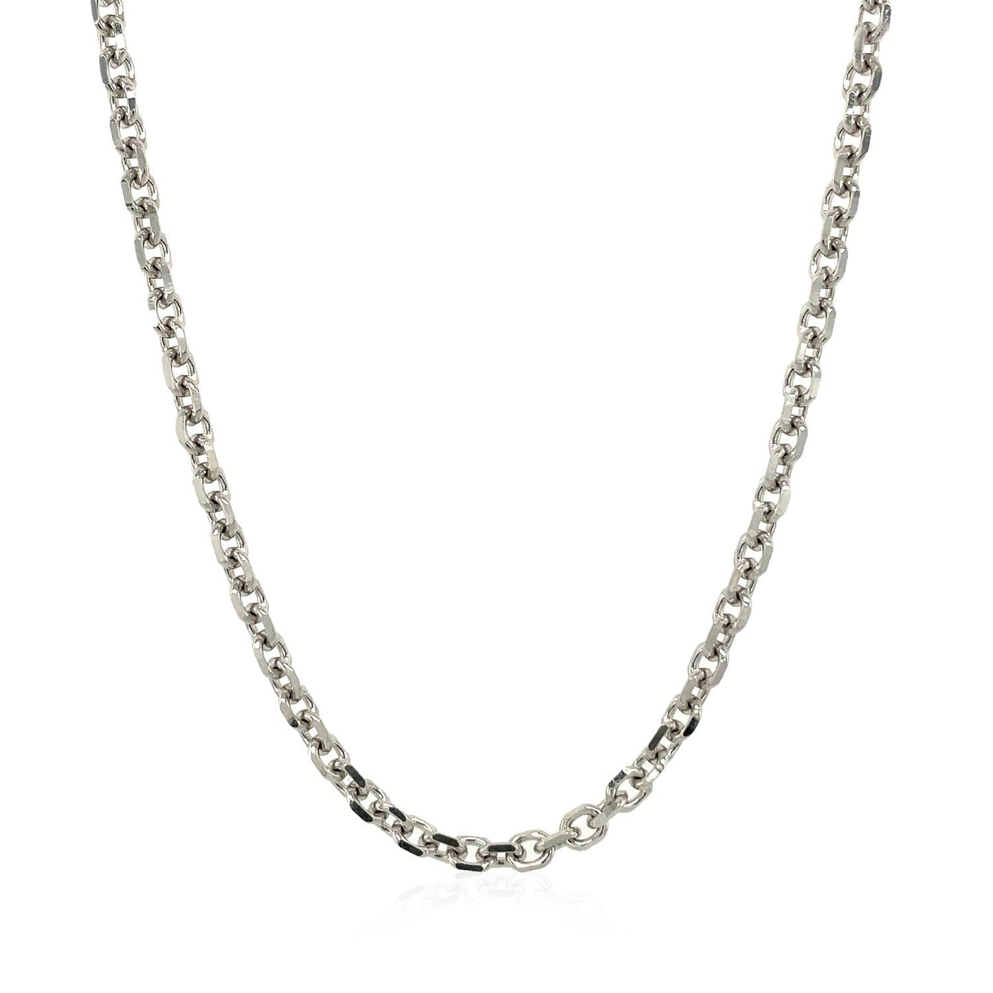 Cadena de eslabones de cable con corte de diamante de oro blanco de 14k (2.90 mm)