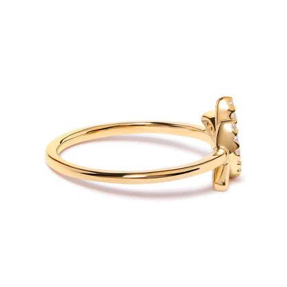 Anillo de Oro Amarillo de 10K con Hoja y Rama de Diamantes de 0,10 ct. (Color H-I, Claridad I1-I2) - Talla de Anillo 7