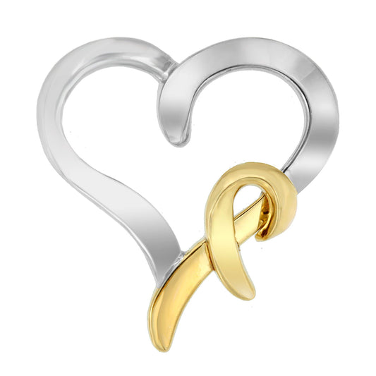 Collar con colgante en forma de corazón bicolor de plata de ley 925 y oro amarillo de 14K
