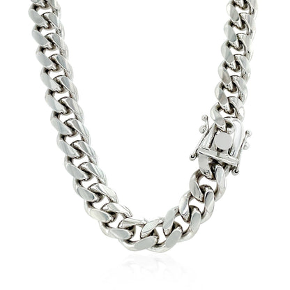 Cadena Cubana Miami de Plata Esterlina con Baño de Rodio 8.4mm