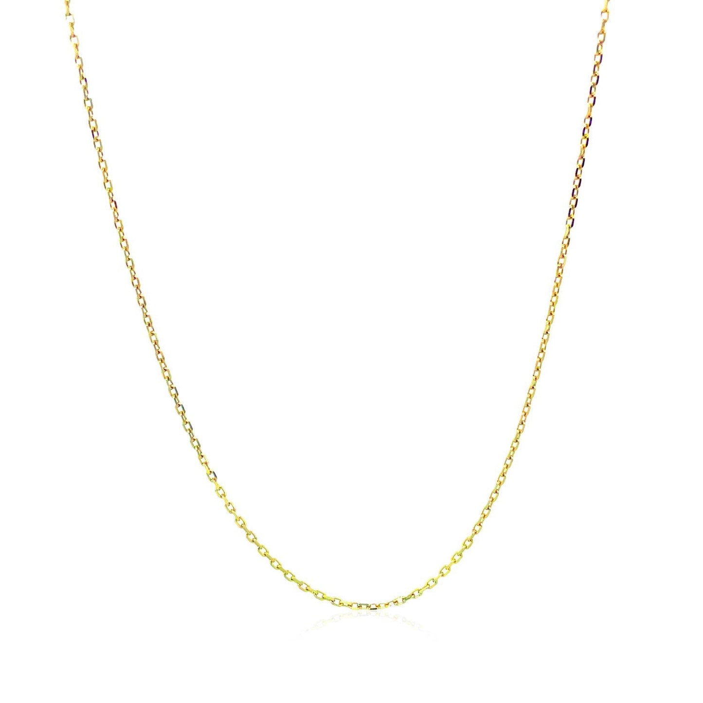Cadena de eslabones tipo cable con corte de diamante de oro amarillo de 14k y 0.8mm