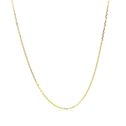 Cadena de eslabones tipo cable con corte de diamante de oro amarillo de 14k y 0.8mm