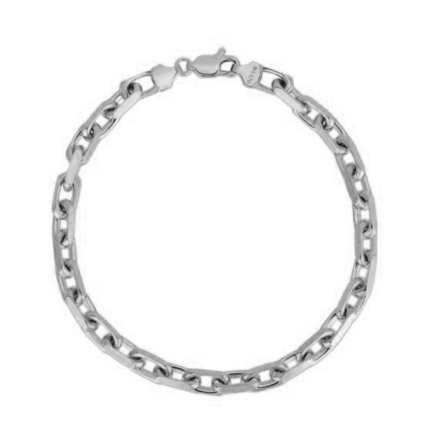 Pulsera de cadena de cable francés de oro blanco de 14k (4.80 mm)