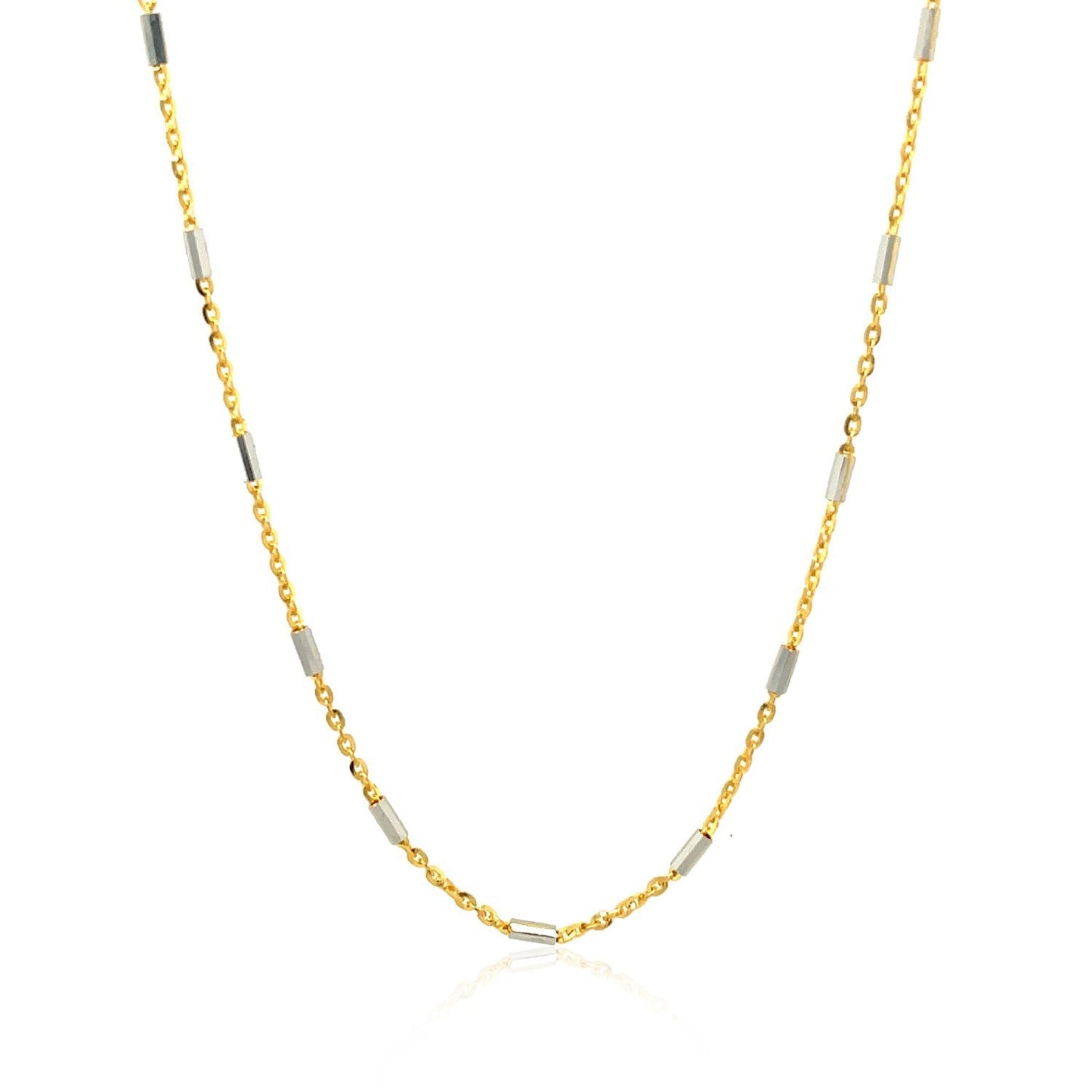 Cadena con eslabones de barra en oro bicolor de 14k (1.4mm)