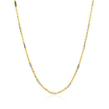 Cadena con eslabones de barra en oro bicolor de 14k (1.4mm)