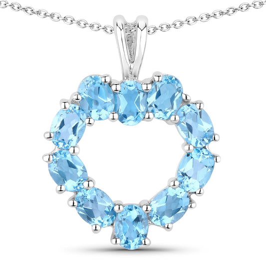 Colgante de plata de ley .925 con topacio azul suizo auténtico de 1,90 quilates