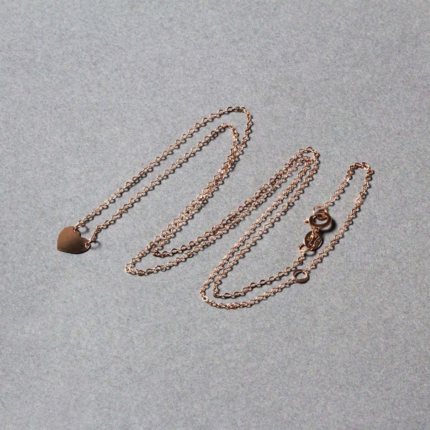 Collar Mini Corazón Pulido Oro Rosa 14k