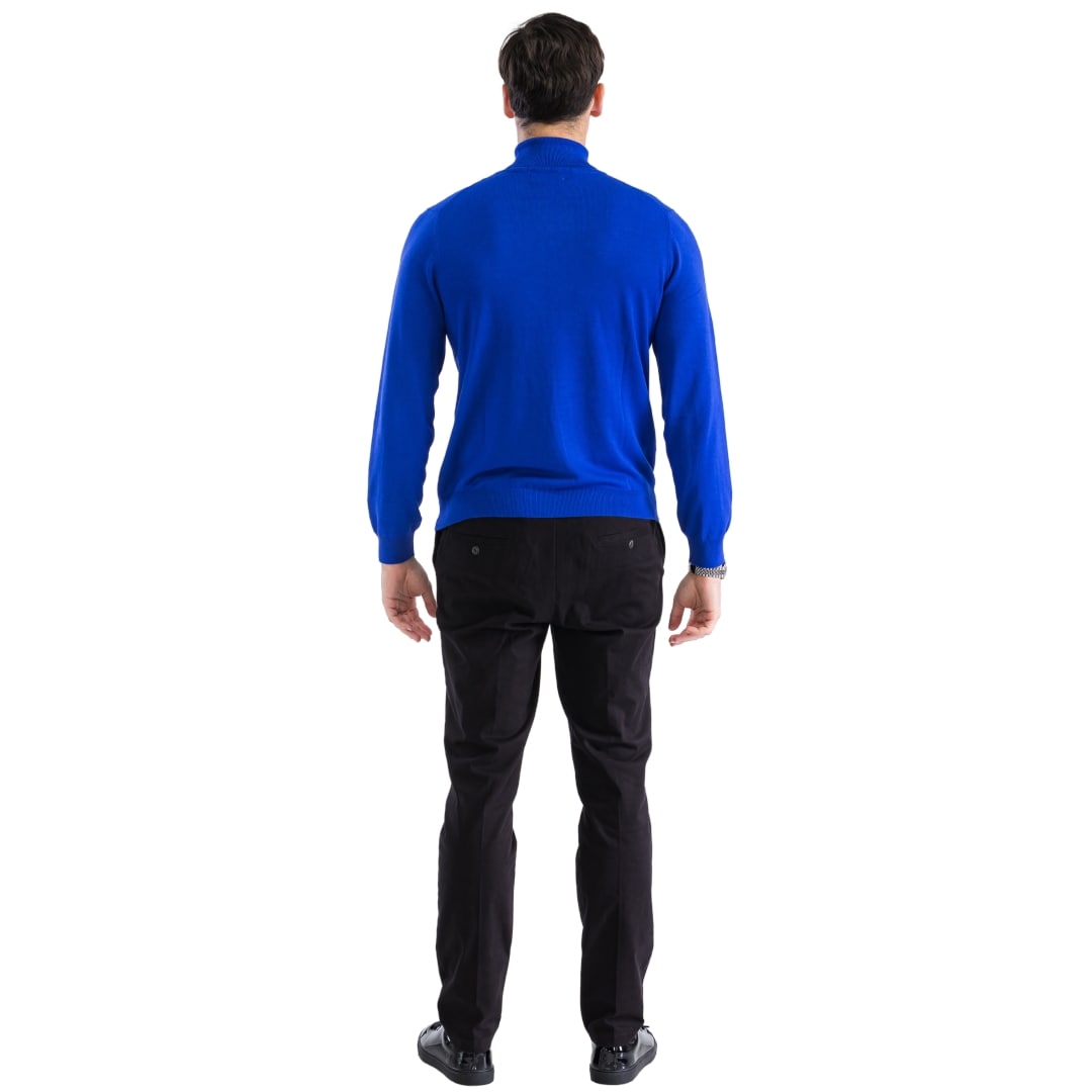 Mens Indigo Pullover Turtleneck Sweater