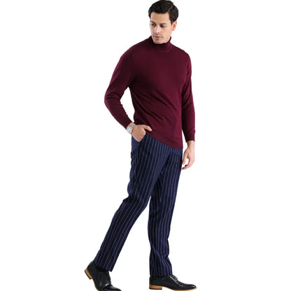 Mens Burgundy Pullover Turtleneck Sweater