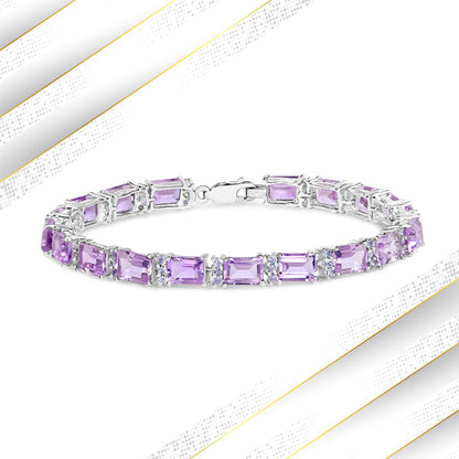 Pulsera de plata esterlina .925 con amatista y tanzanita genuinas de 19.19 quilates