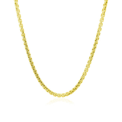 Cadena de caja redonda de oro amarillo de 14k y 2.4mm