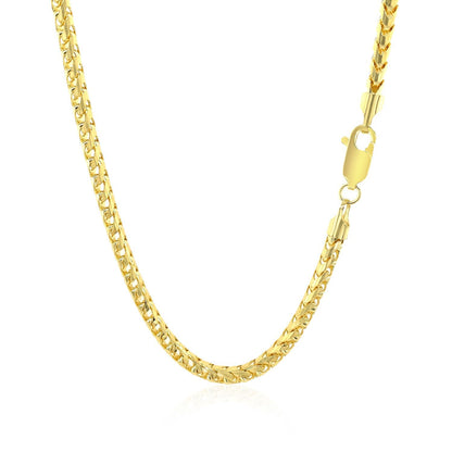 Cadena Franco redonda de oro amarillo macizo de 14k de 3.1mm con corte de diamante