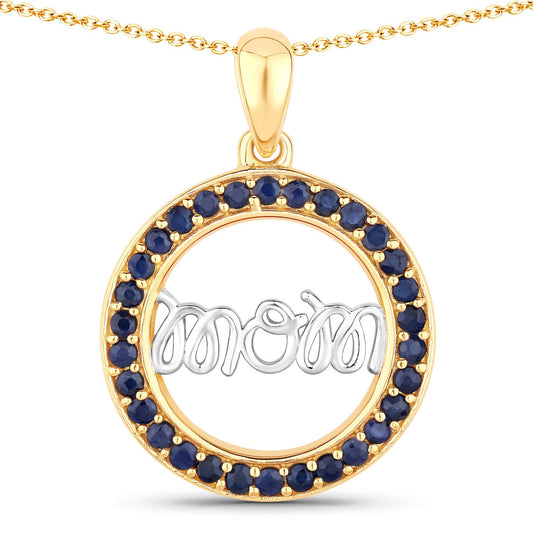 Colgante de plata de ley .925 con zafiro azul auténtico de 0,64 quilates