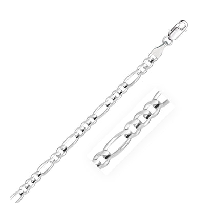 Cadena Fígaro de Oro Blanco Sólido de 14k y 4.6mm