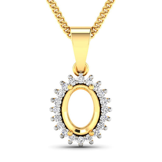 Colgante semimontado de oro amarillo de 14 quilates con diamante blanco genuino de 0,13 quilates - con gema ovalada de 8x6 mm