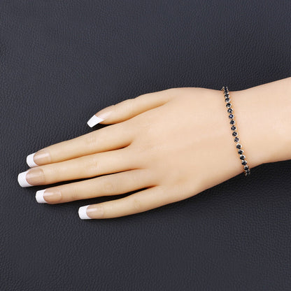 Pulsera de oro amarillo de 14 quilates con zafiro azul genuino de 3,13 quilates