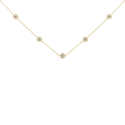 Collar de plata de ley chapado en oro amarillo con diamantes (1/2 cttw, color K-L, claridad I2-I3)