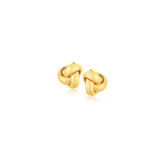 Aretes con nudo de amor de oro amarillo de 10k
