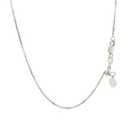 Cadena ajustable de oro blanco de 10 quilates y 0,9 mm
