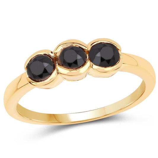 Anillo de Plata Esterlina .925 con Diamante Negro Genuino de 1.16 Quilates