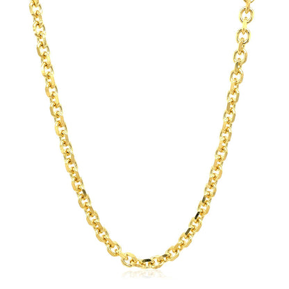 Cadena de eslabones de cable con corte de diamante de oro amarillo de 14k y 4,0 mm