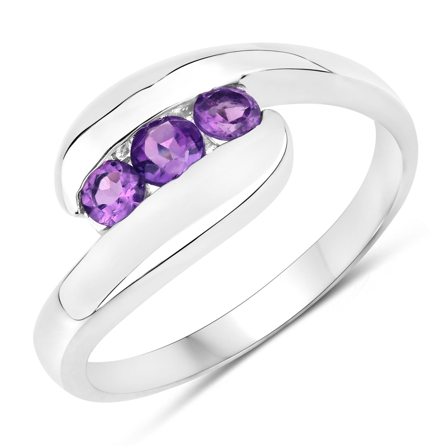 Anillo de plata de ley .925 con amatista genuina de 0,54 quilates