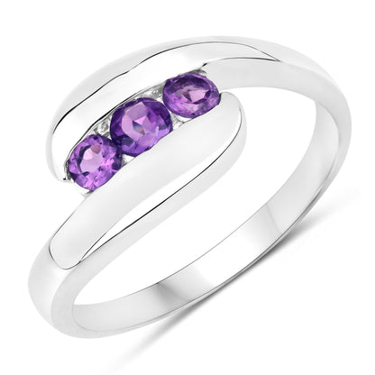 Anillo de plata de ley .925 con amatista genuina de 0,54 quilates