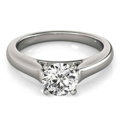 Anillo de compromiso con diamante solitario de oro blanco de 14k diseño catedral (1 quilate peso total)