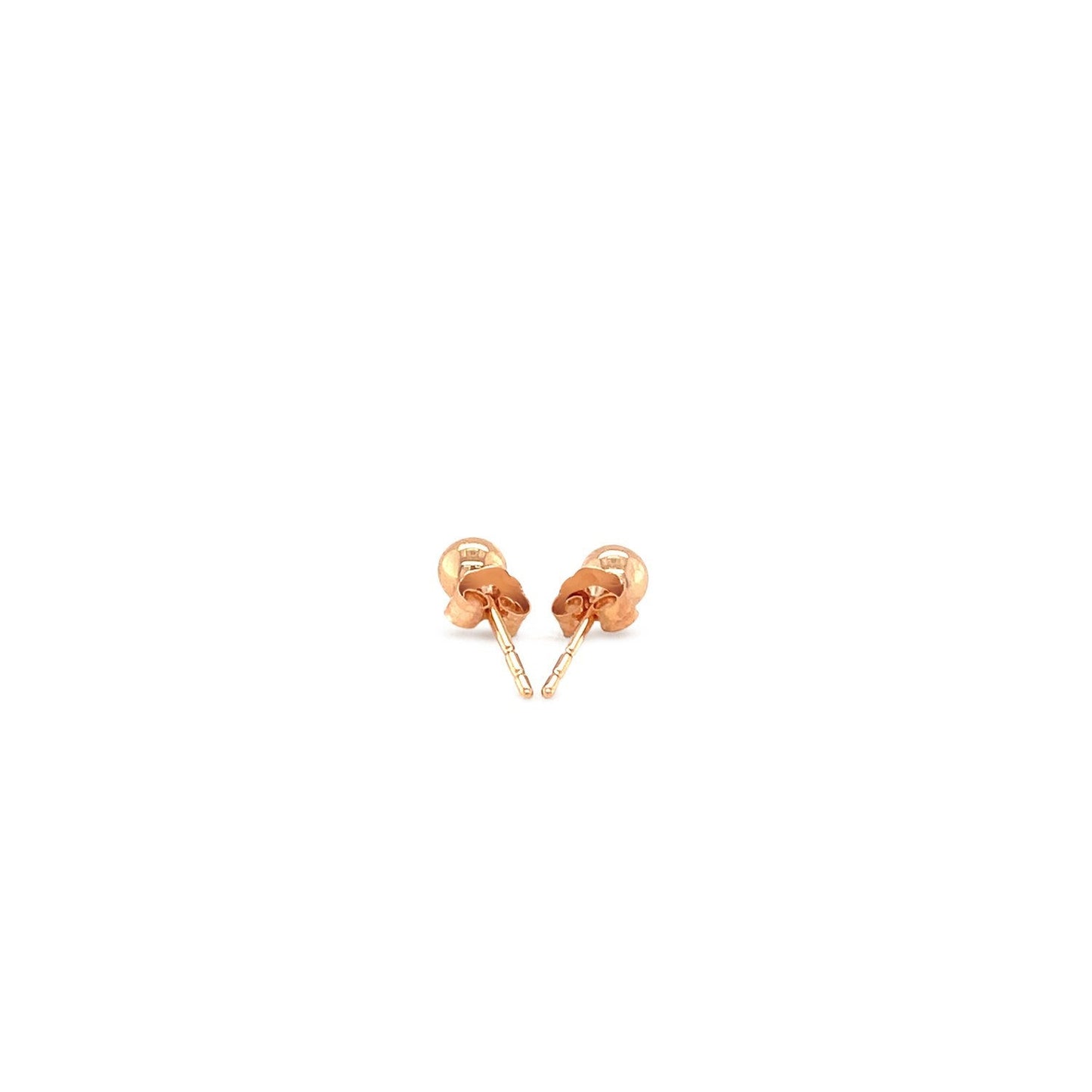 Pendientes de botón de oro rosa de 14k estilo bola (4.0 mm)