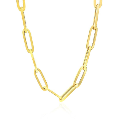 Cadena de eslabones anchos tipo Paperclip de oro amarillo de 14K (6.1mm)