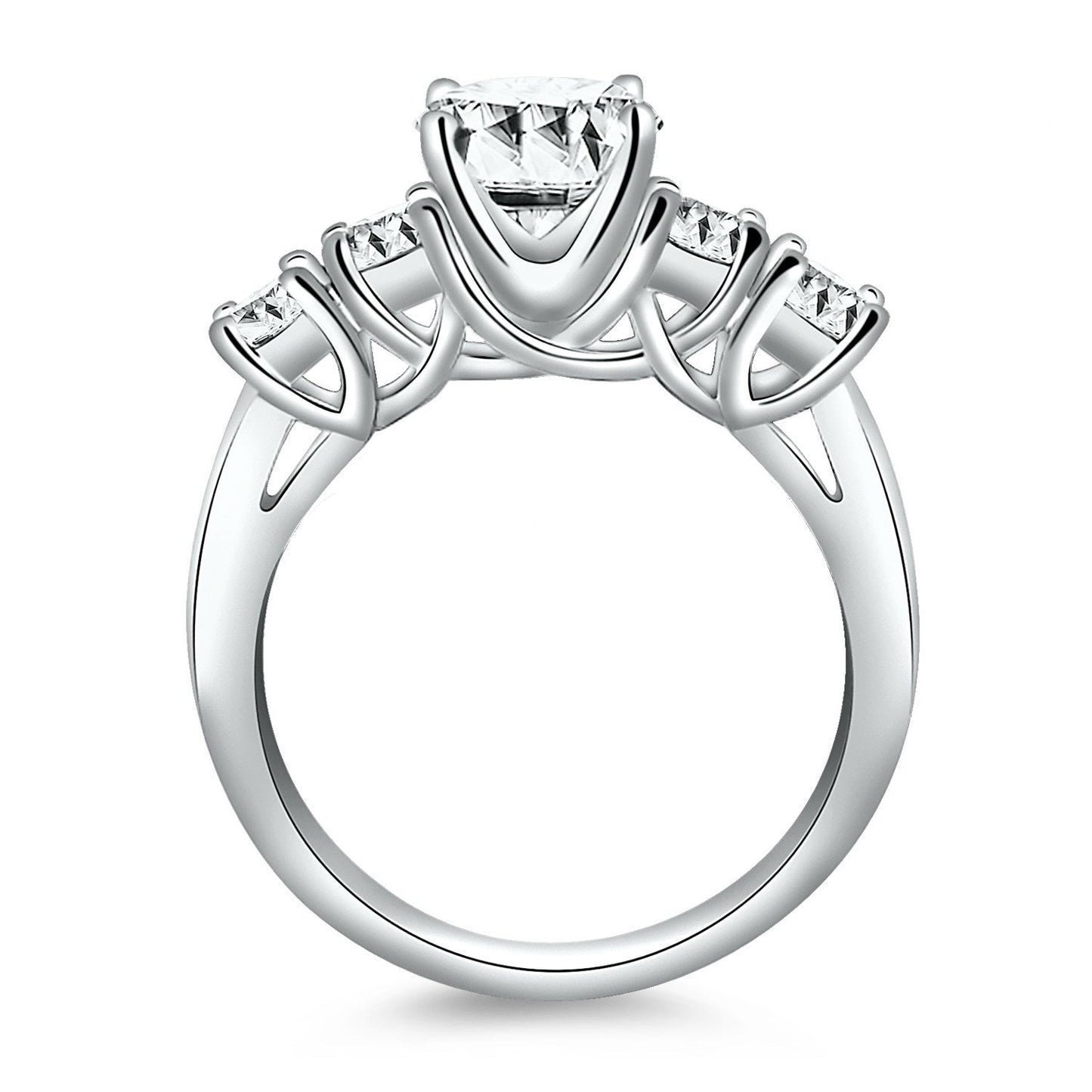 Anillo de compromiso de oro blanco de 14k con cinco diamantes en forma de enrejado