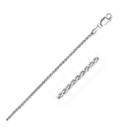 Cadena de trigo redonda de oro blanco de 14k de 2.1mm