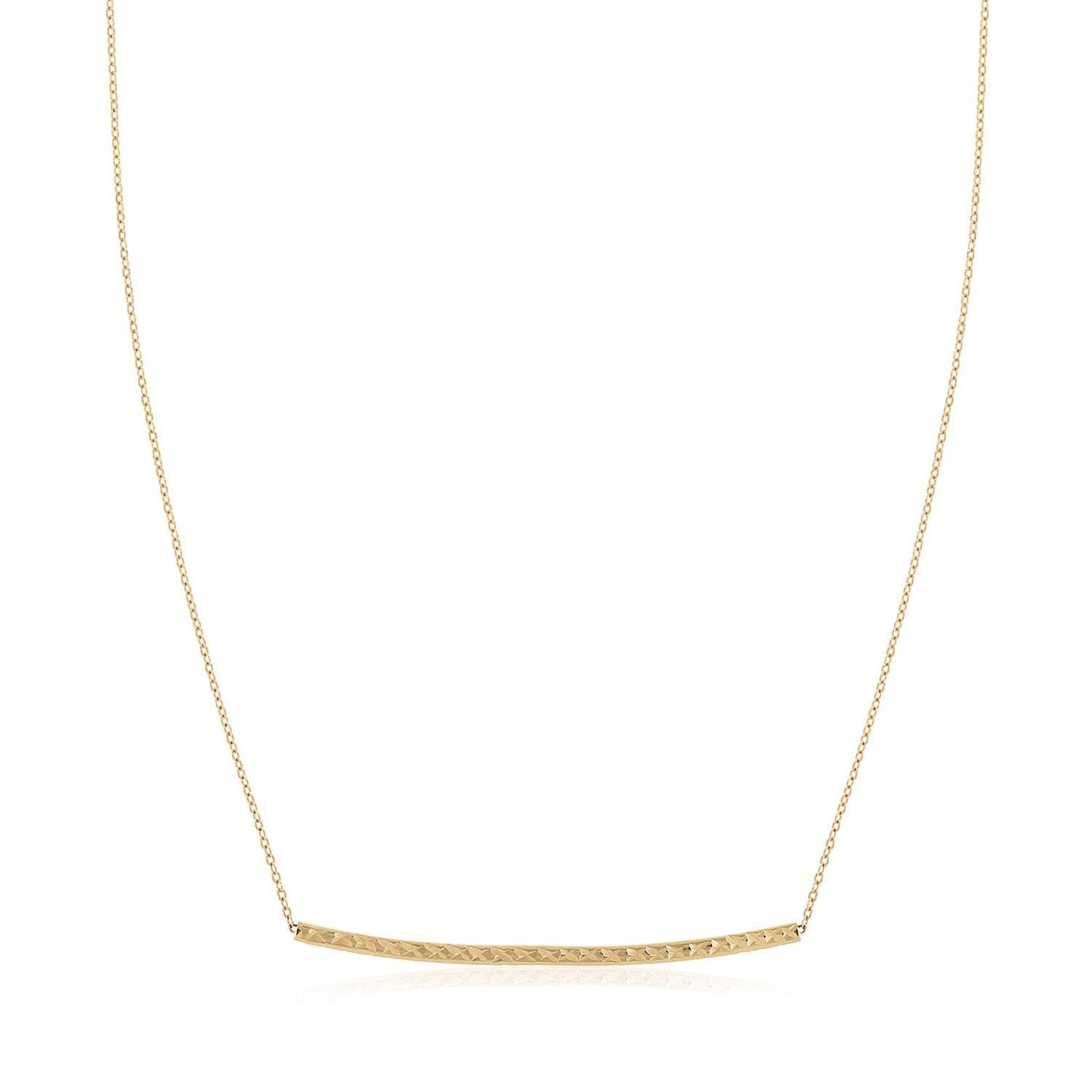 Collar de barra delgada texturizada de oro amarillo de 14k