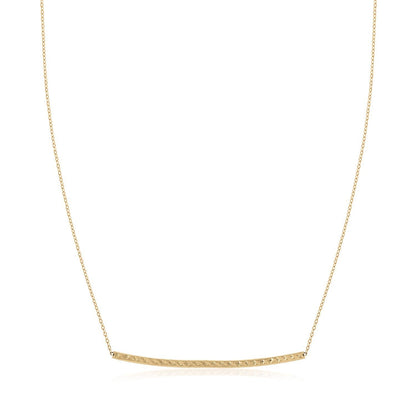 Collar de barra delgada texturizada de oro amarillo de 14k