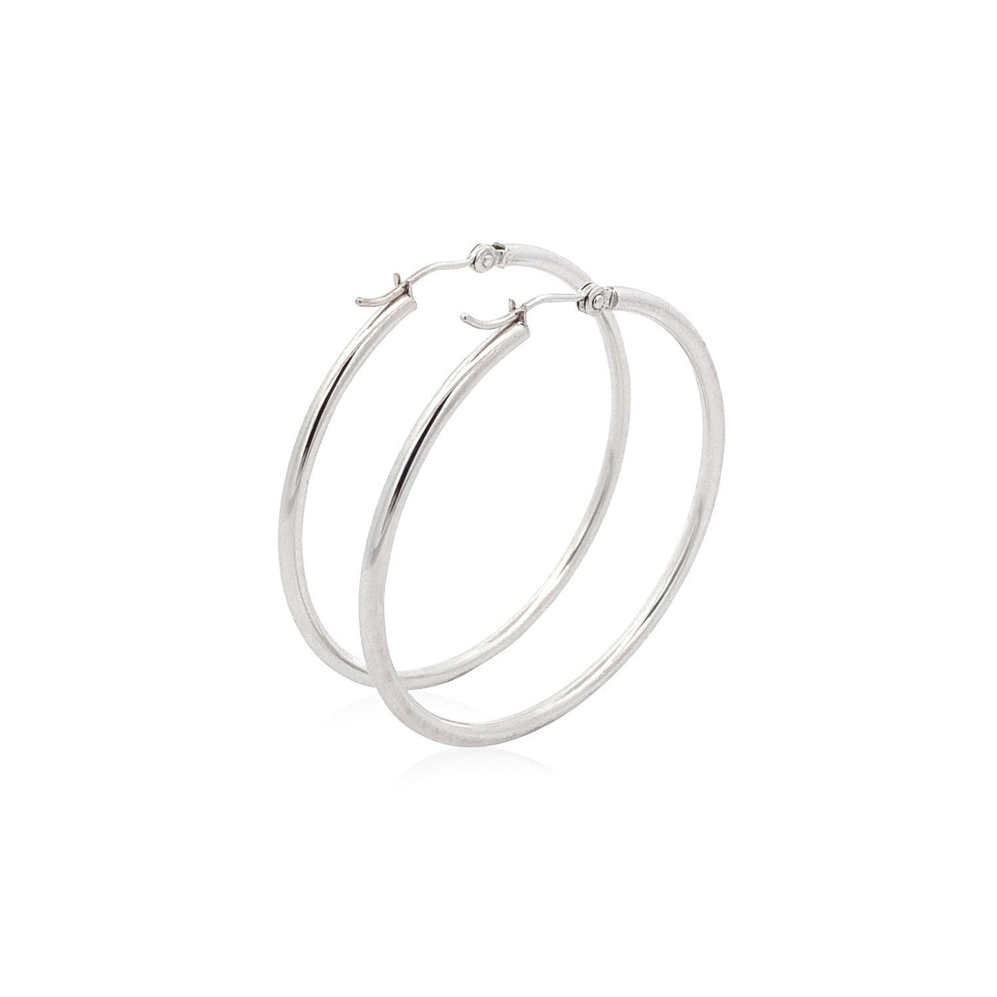 Pendientes de aro pulidos de oro blanco de 14k (40 mm)