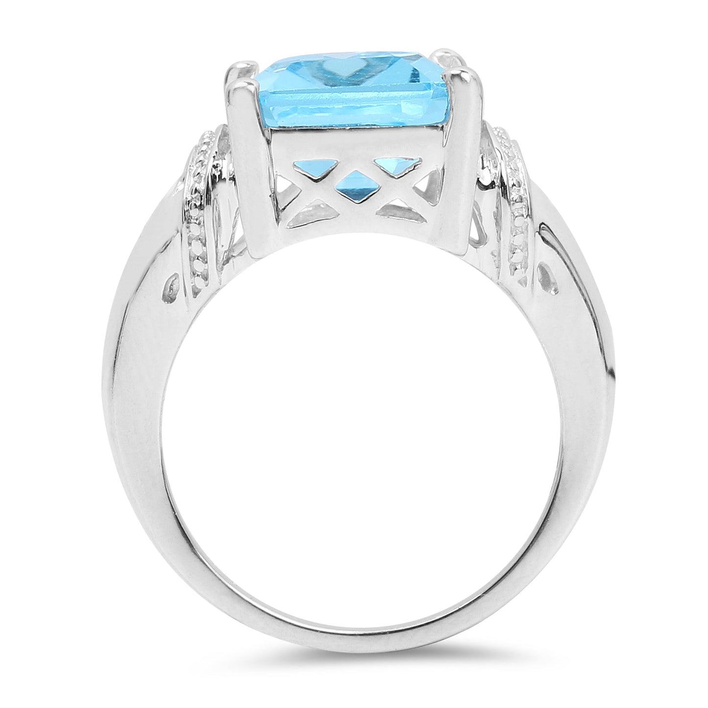 Anillo de plata esterlina .925 con topacio azul suizo auténtico de 8.89 quilates