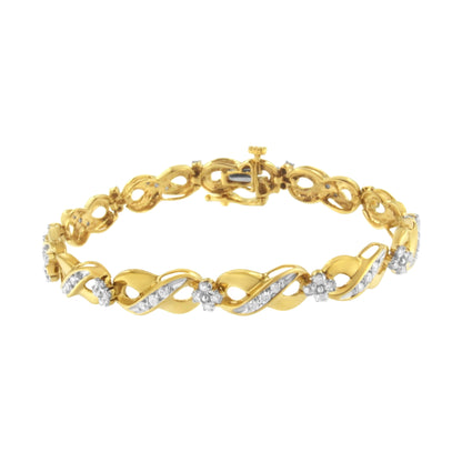 Pulsera de oro amarillo de 10K con diamantes redondos "Amor Infinito" (1,00 quilates en total, color I-J, claridad I2-I3)