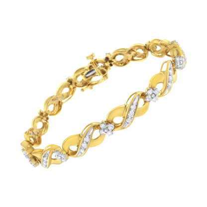 Pulsera de oro amarillo de 10K con diamantes redondos "Amor Infinito" (1,00 quilates en total, color I-J, claridad I2-I3)