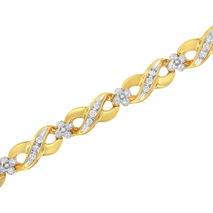 Pulsera de oro amarillo de 10K con diamantes redondos "Amor Infinito" (1,00 quilates en total, color I-J, claridad I2-I3)
