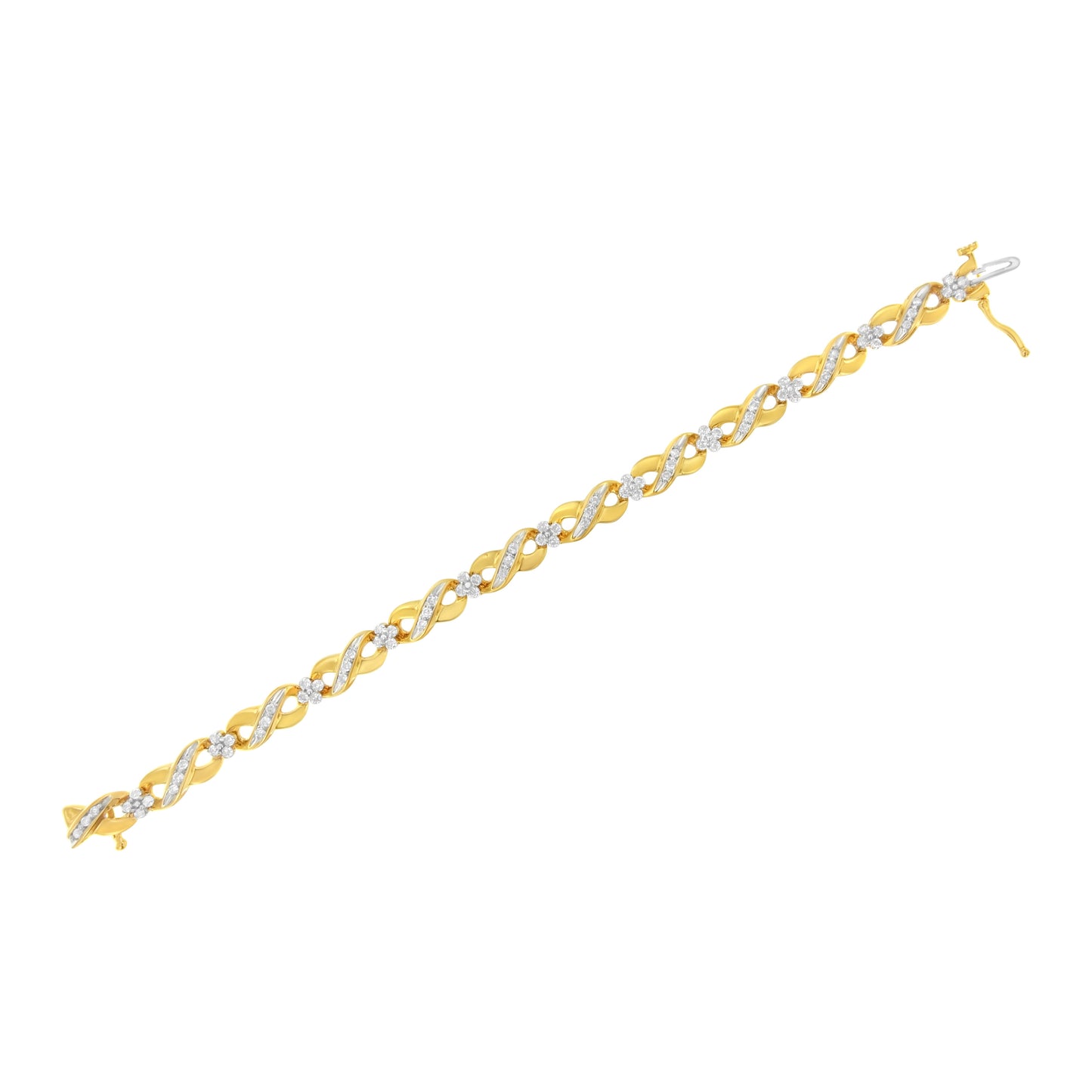 Pulsera de oro amarillo de 10K con diamantes redondos "Amor Infinito" (1,00 quilates en total, color I-J, claridad I2-I3)