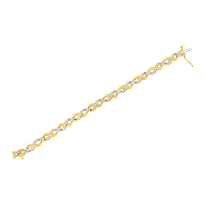 Pulsera de oro amarillo de 10K con diamantes redondos "Amor Infinito" (1,00 quilates en total, color I-J, claridad I2-I3)