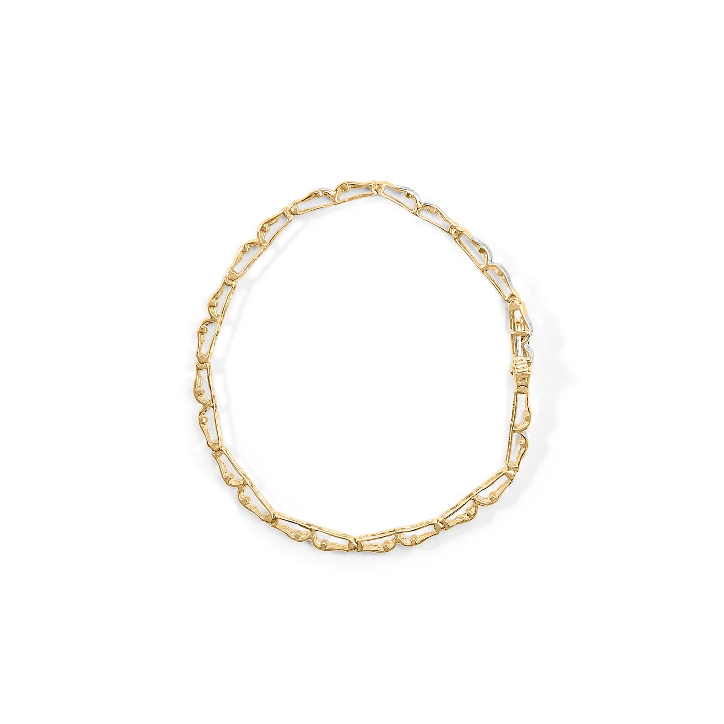 Brazalete de eslabones de oro amarillo de 10k con diamantes de talla baguette en canal, 1,00 Cttw