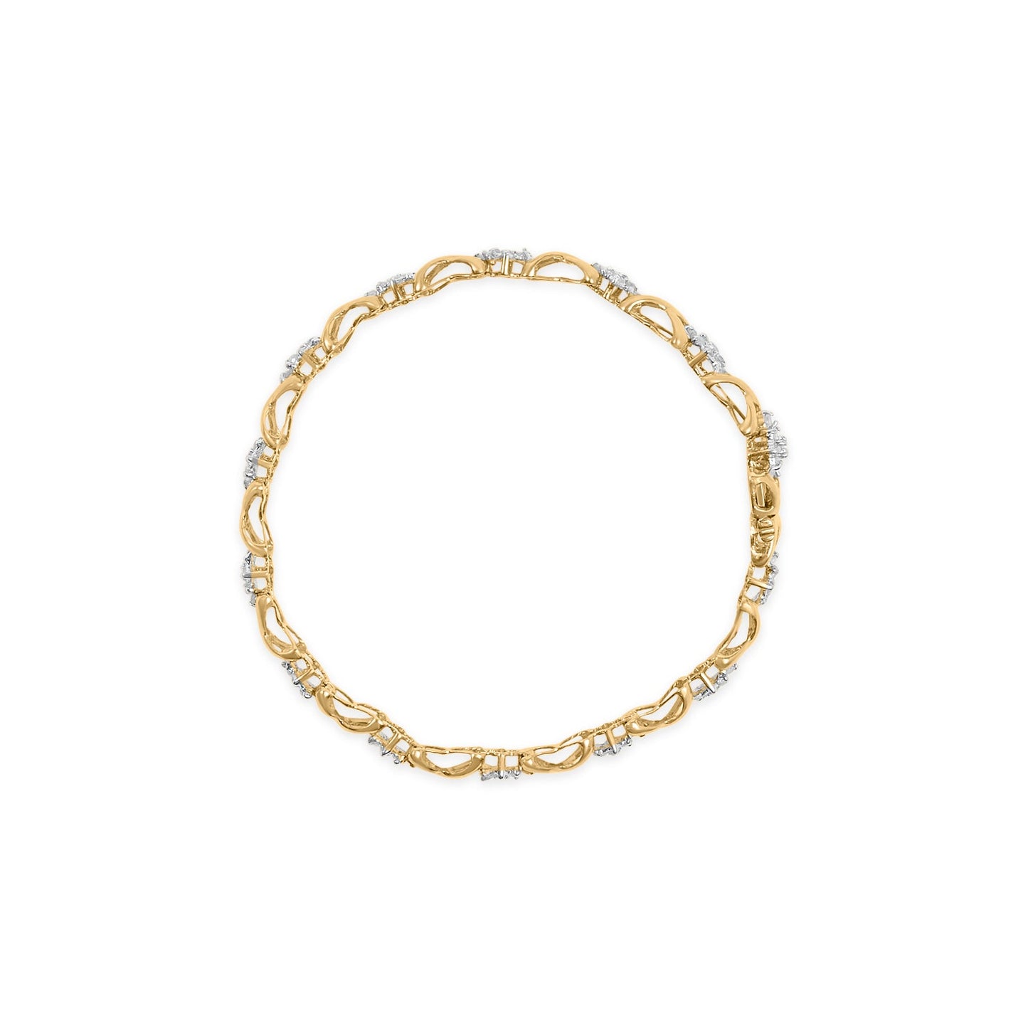 Pulsera de eslabones de oro amarillo de 10 quilates chapado en plata de ley 925 con diamantes redondos de 2,00 quilates y 7" (color H-I, claridad I2-I3)