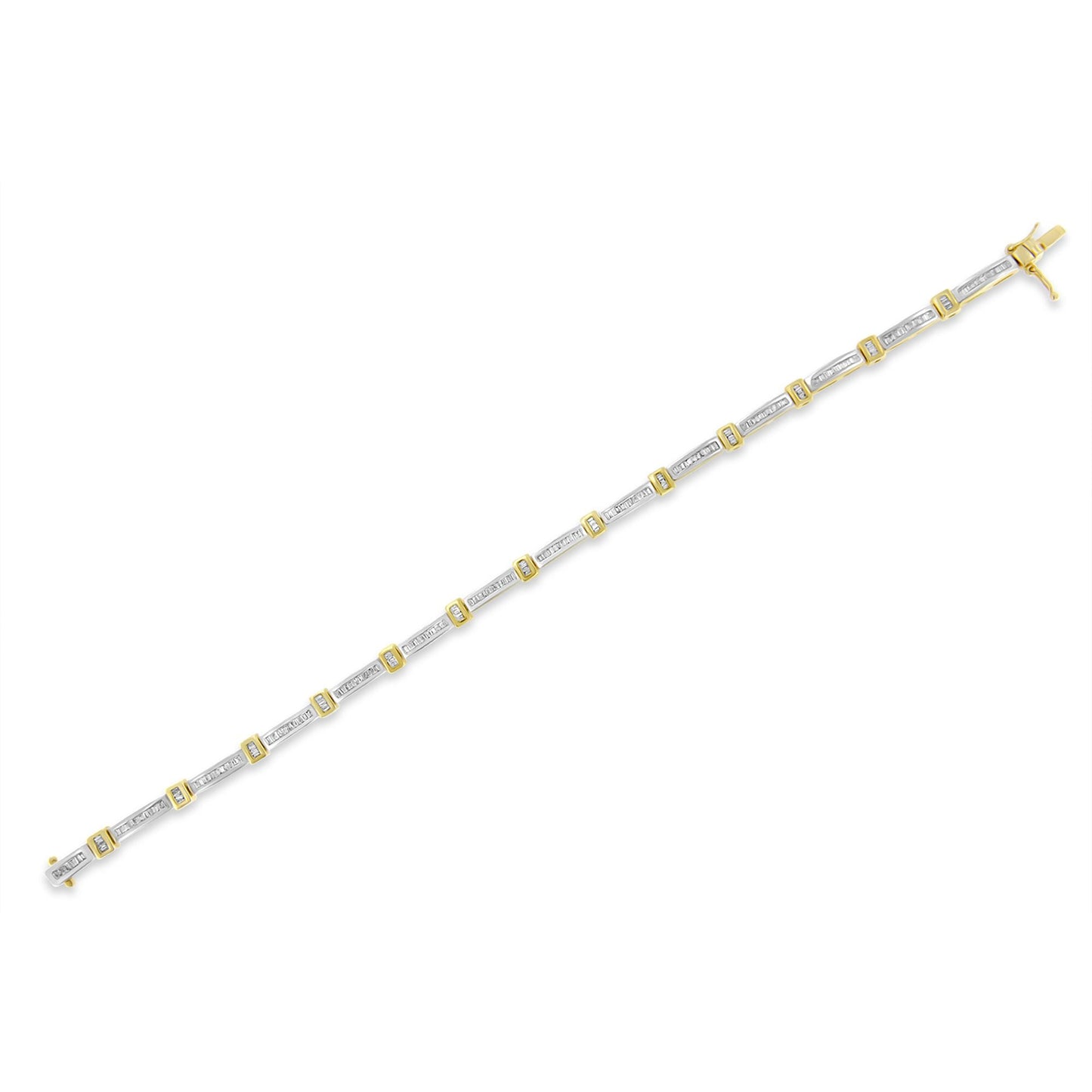 Pulsera de eslabones con diamantes baguette de 1,00 ct. en oro amarillo de 14K