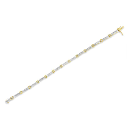 Pulsera de eslabones con diamantes baguette de 1,00 ct. en oro amarillo de 14K